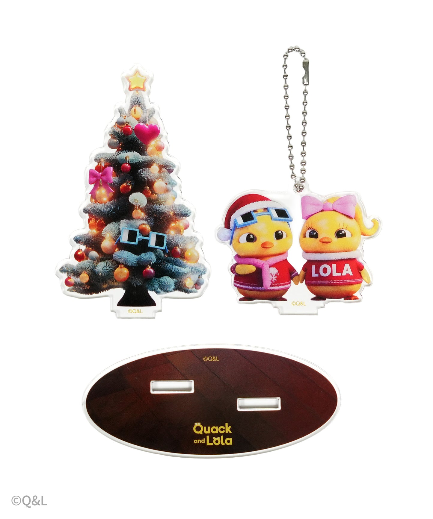 Holiday Acrylic Display, Keychain or Ornament, Quack and Lola