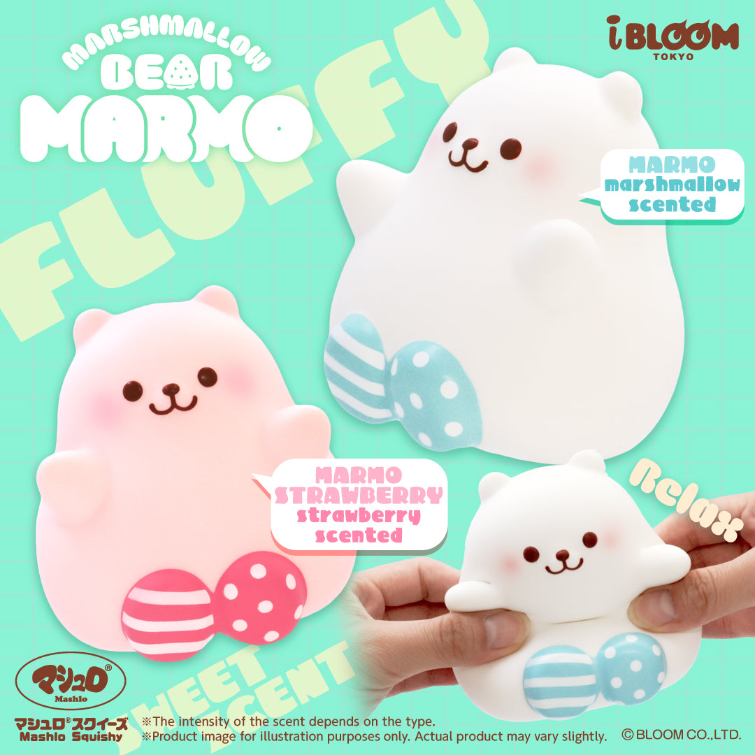 Marshmallow Bear Marmo – Marmo (white) and Marmo Strawberry with English labels