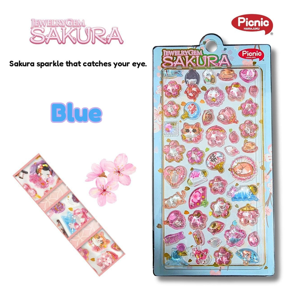 Gem Stickers Sakura Blue