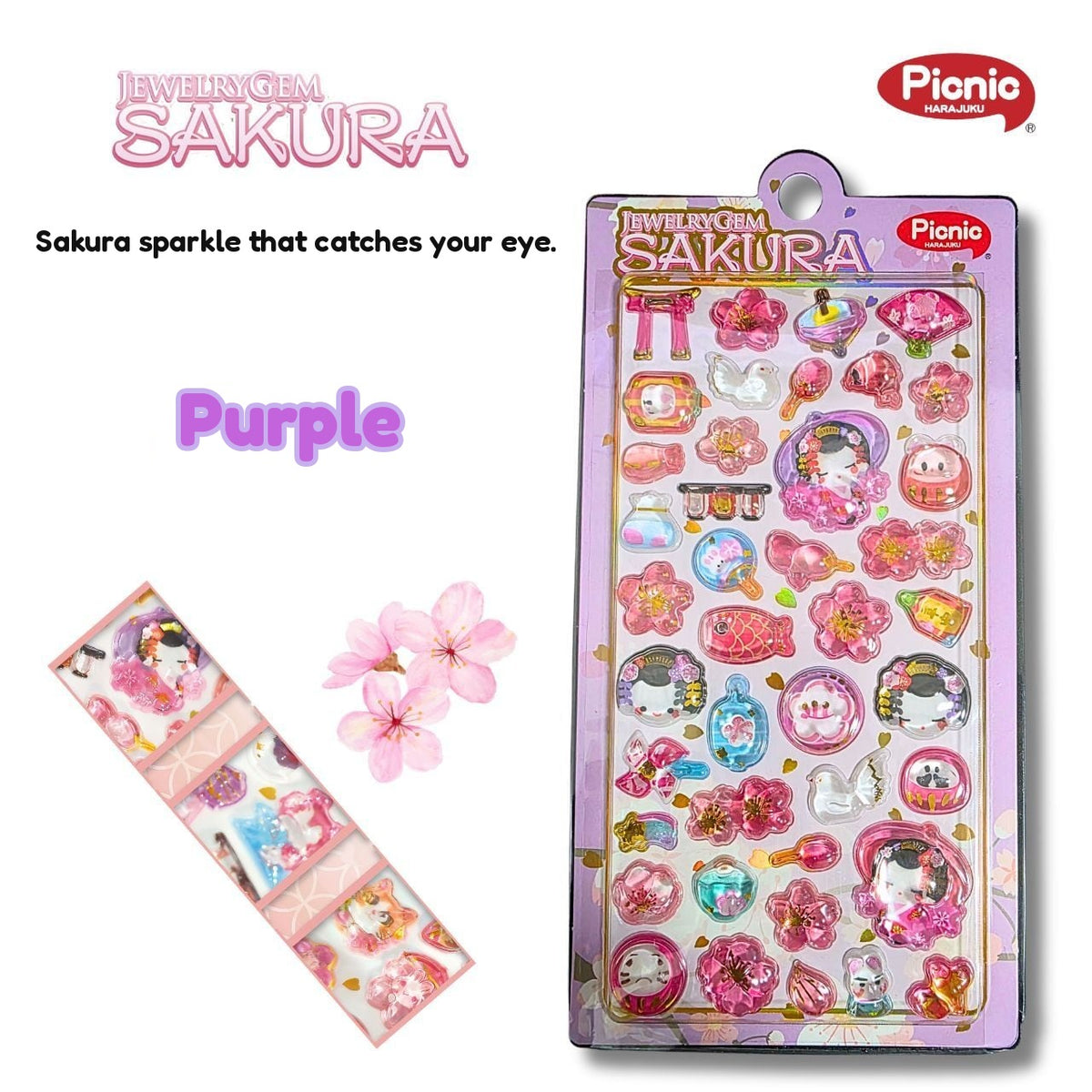 Gem Stickers Sakura Blue