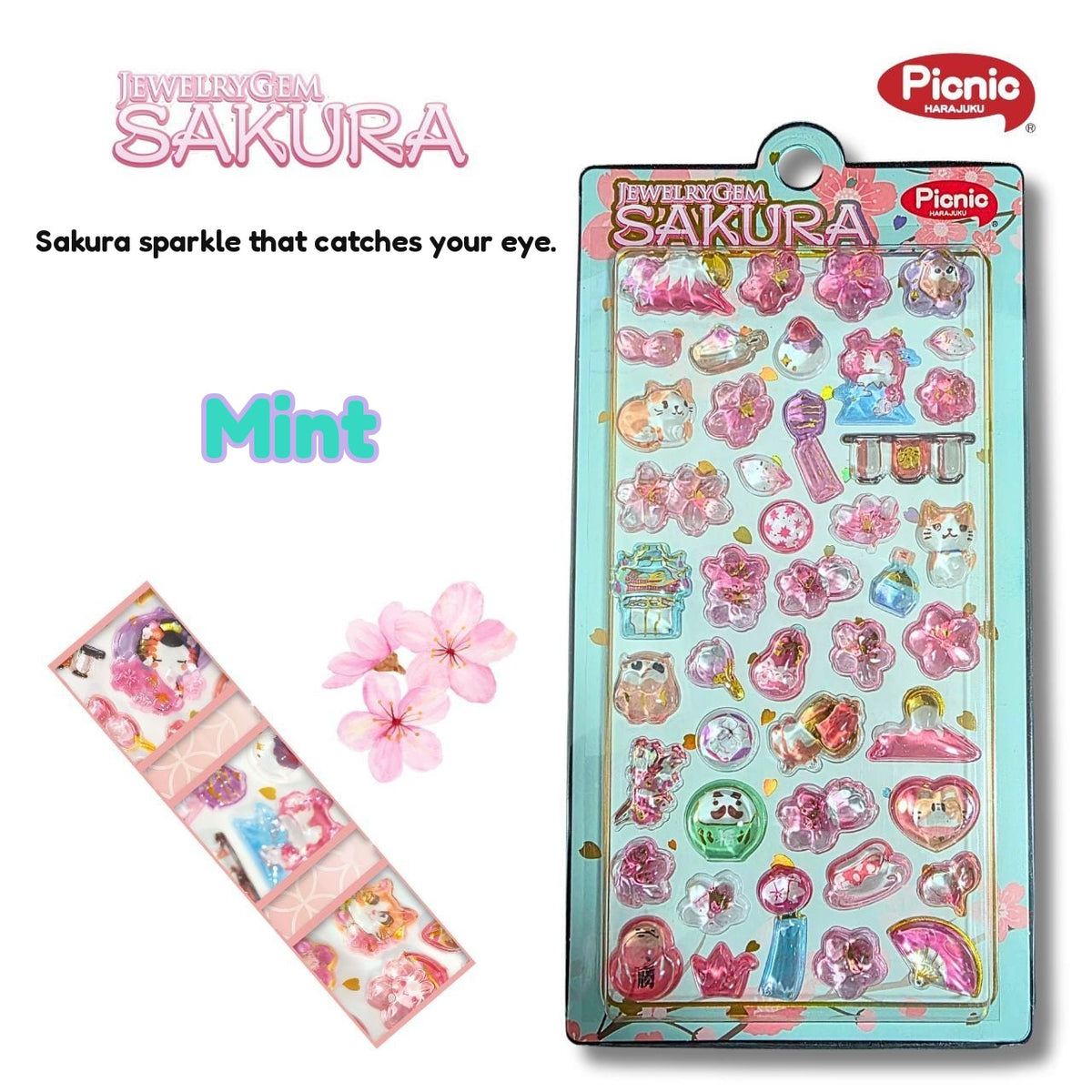 Gem Stickers Sakura Blue
